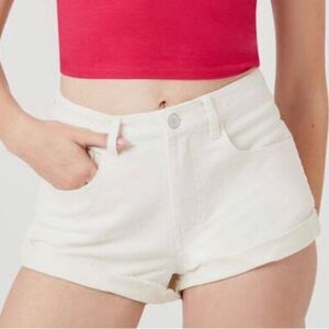 Forever 21-Cuffed Hem Corduroy Shorts- White- Size: 24